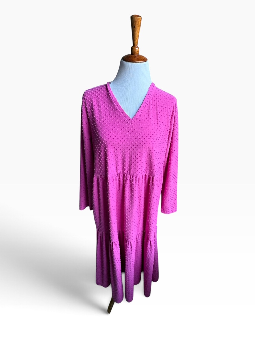 J. Crew Pink V-Neck Long Sleeve Tiered Dress